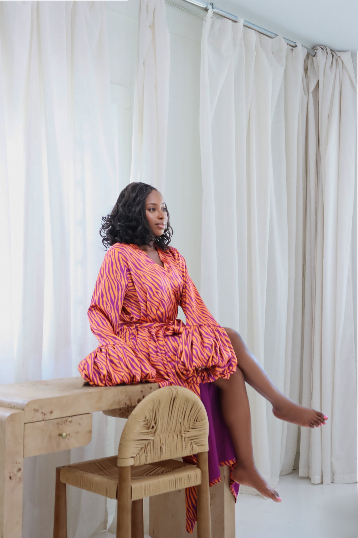 SUAH ROBE - PURPLE TRIM