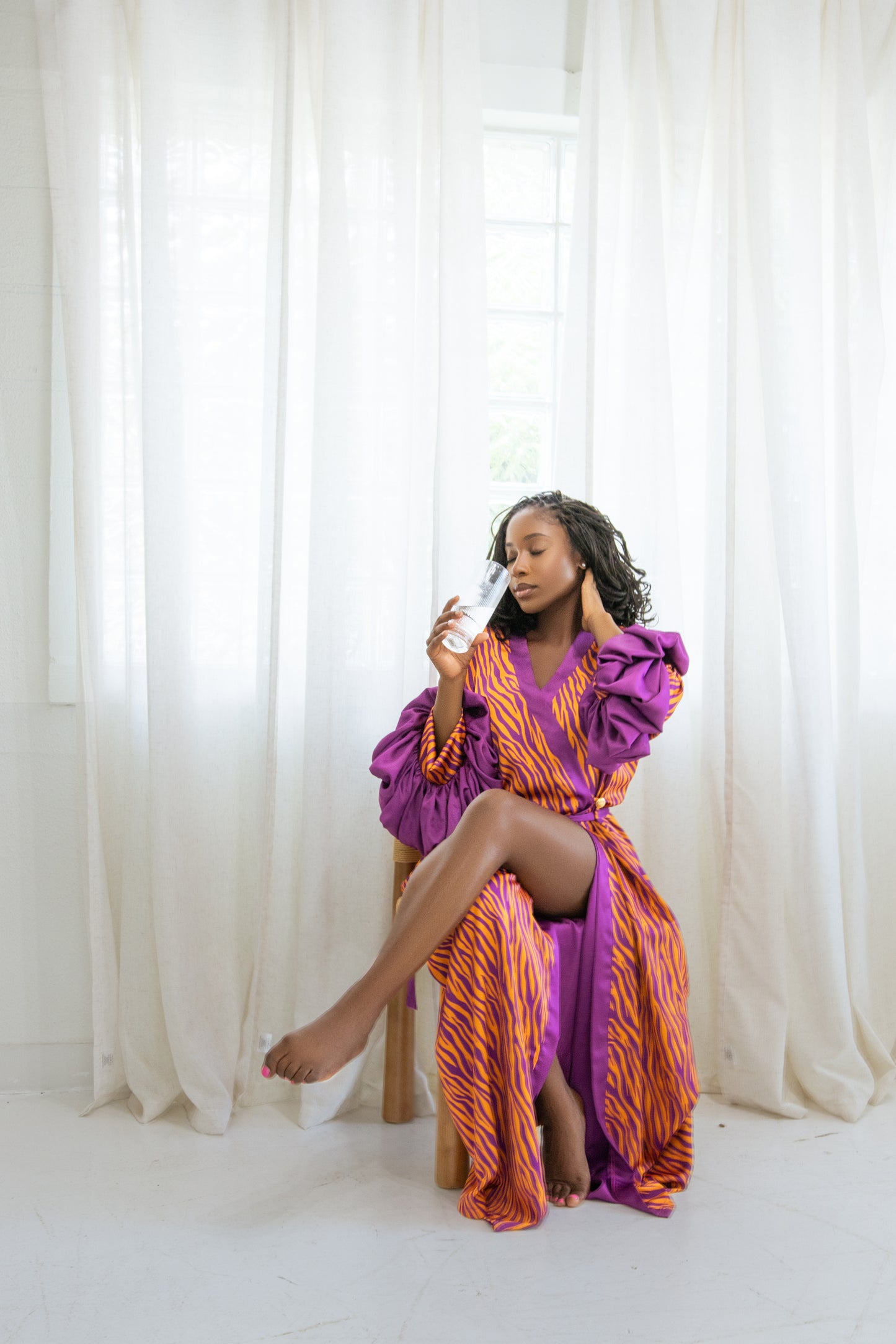 SUAH ROBE - PURPLE TRIM