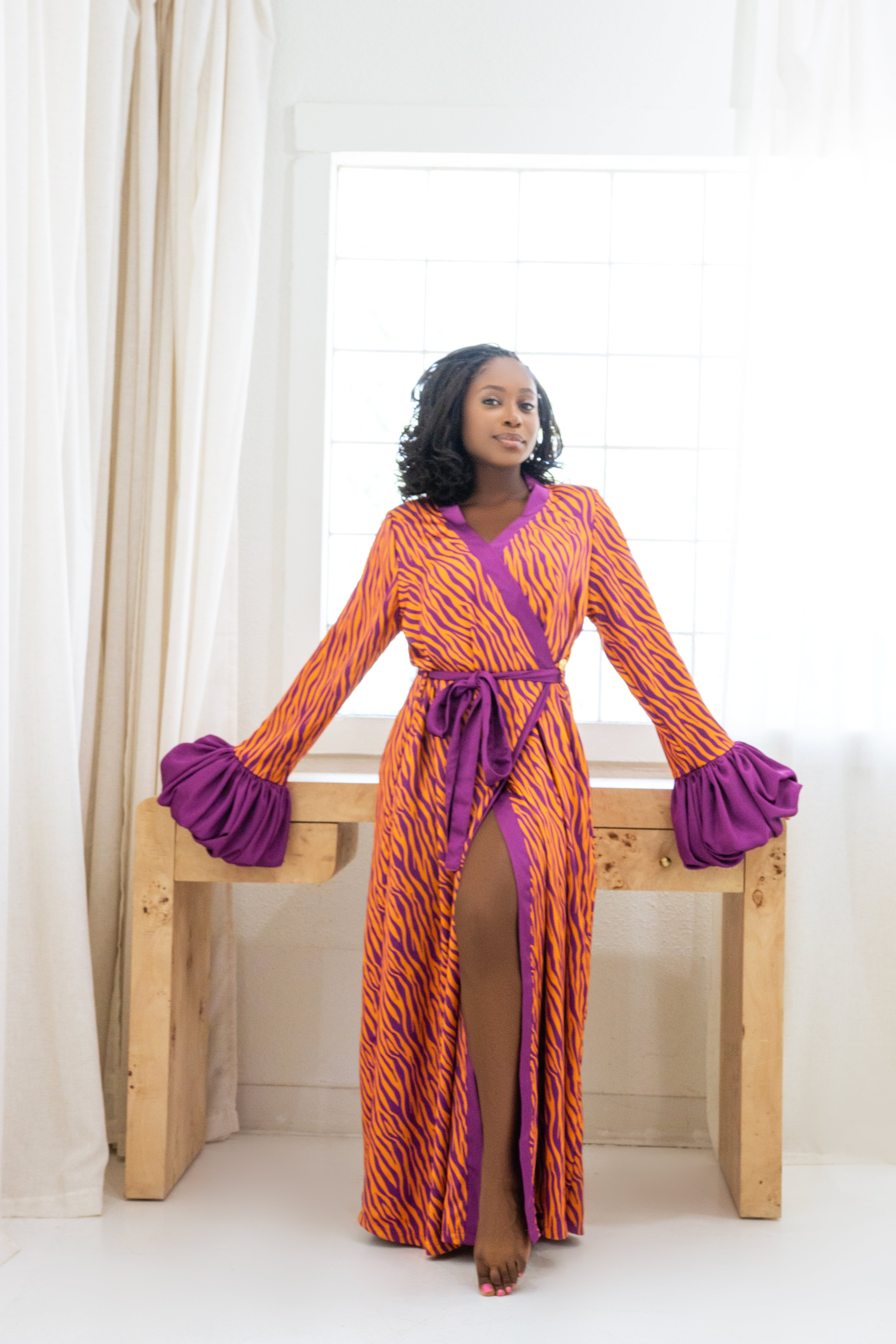SUAH ROBE - PURPLE TRIM